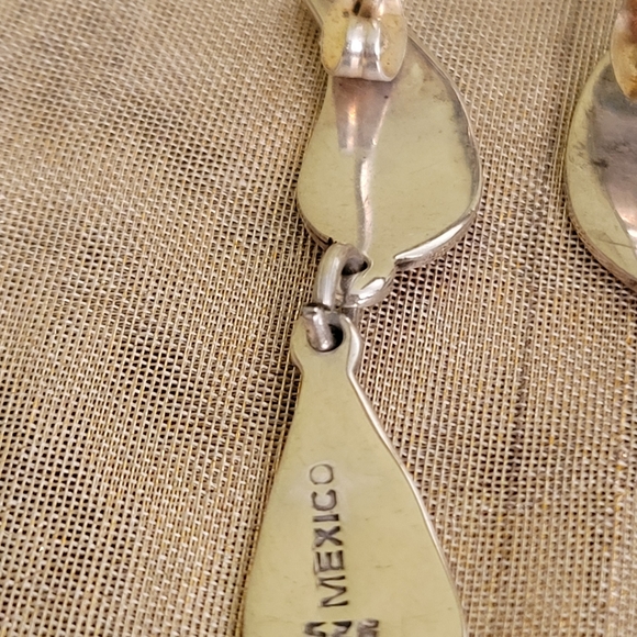 Vintage 925 Sterling Silver Mexico, Malachite Earrings - Picture 7 of 7